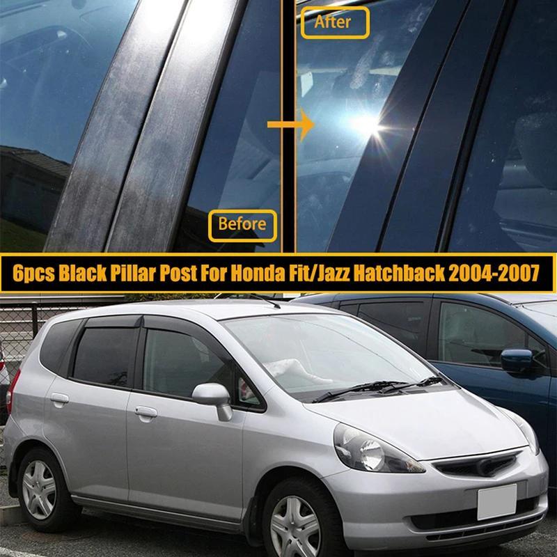 6 Stück Autotürfenster-Säulenverkleidungen für Honda Fit Jazz 5-Türer Schrägheck 2004 2005 2006 2007 Zierleistenabdeckung Aufkleber Autostyling