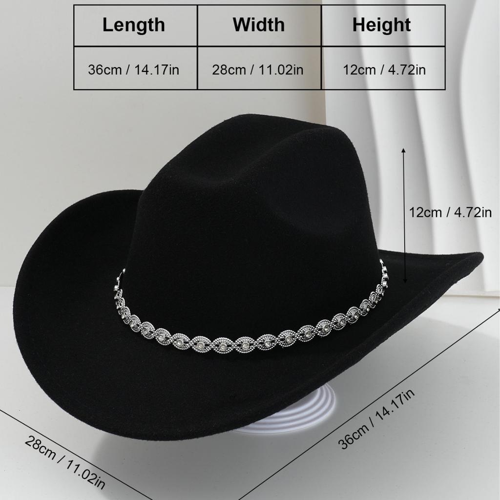 Men's and women's light luxury top hats Western style cowboy hats Unique eye point diamond belt Birthday party party hat