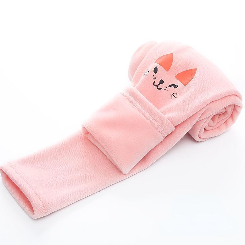 Jenter Tegneserie Tettsittende Underdelsbukser Høst og Vinter Fortykning Tykk Tynn Fløyel Varm Baby Barnebukser Stretch Yttertøy Bukser