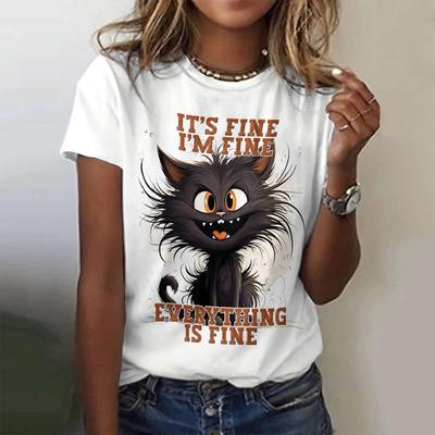 Maglietta da donna stampa motivo gatto carino estate manica corta maglietta 3d casual streetwear moda oversize abbigliamento maschile pullover
