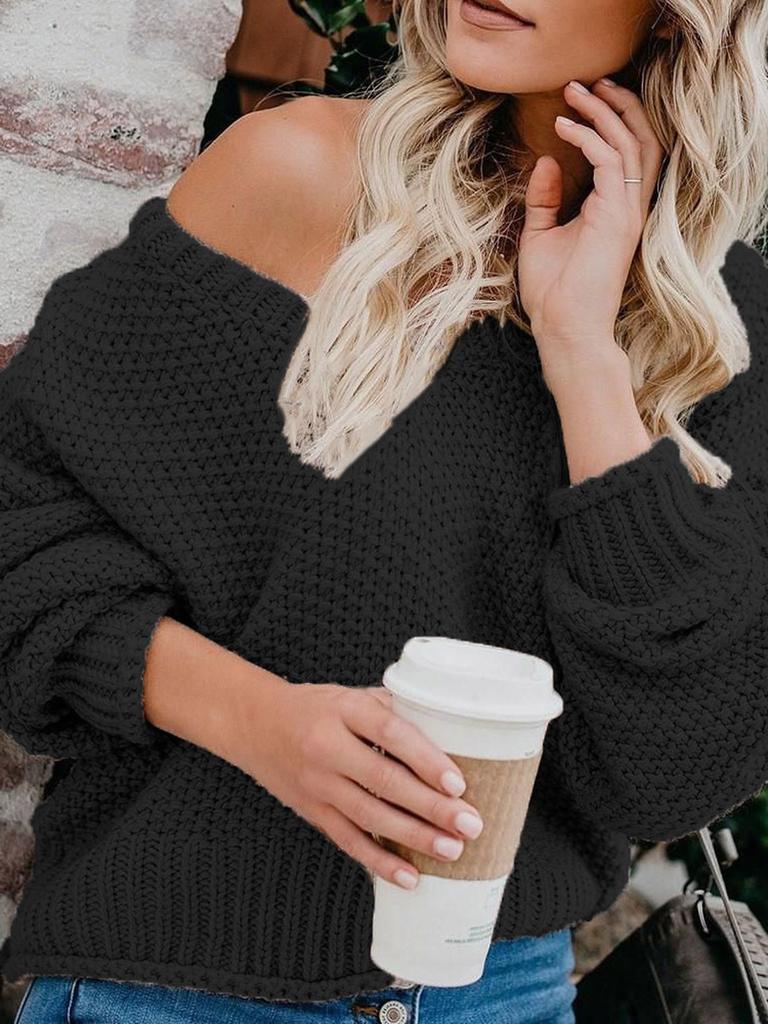 Autumn New Arrivals Loose Knit V-Neck Sweater Women's Clothing