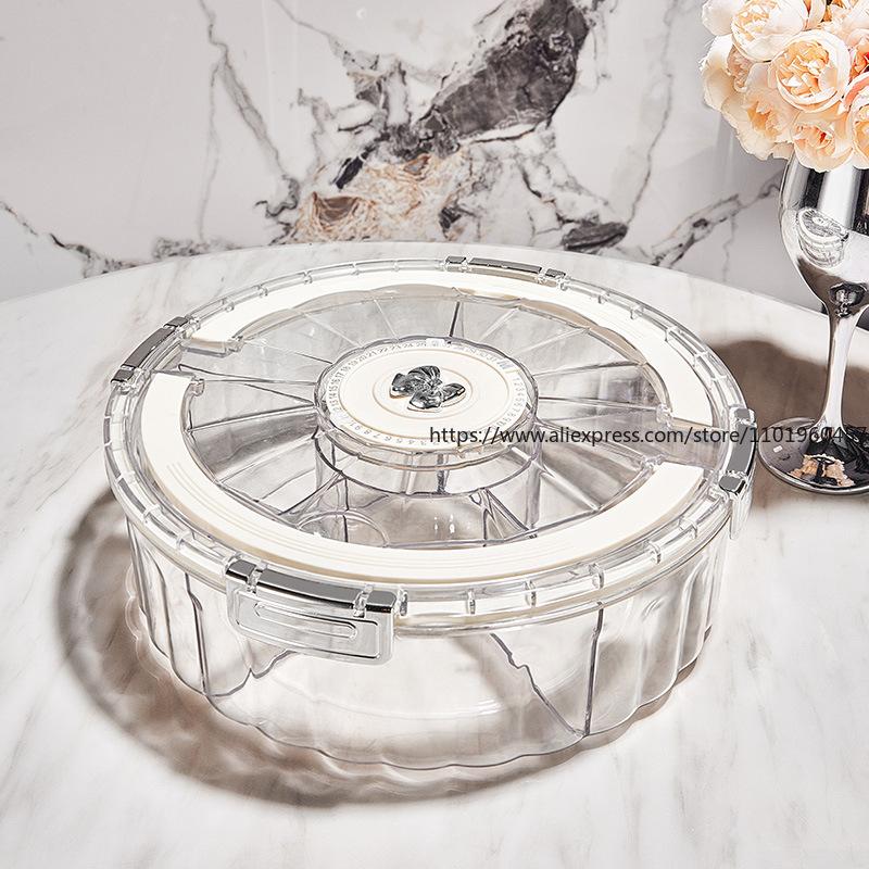 Home Luxury Airtight Dry Fruit Tray New Year Snack Storage Box Perfect for Nuts Candies On Living Room Coffee Table