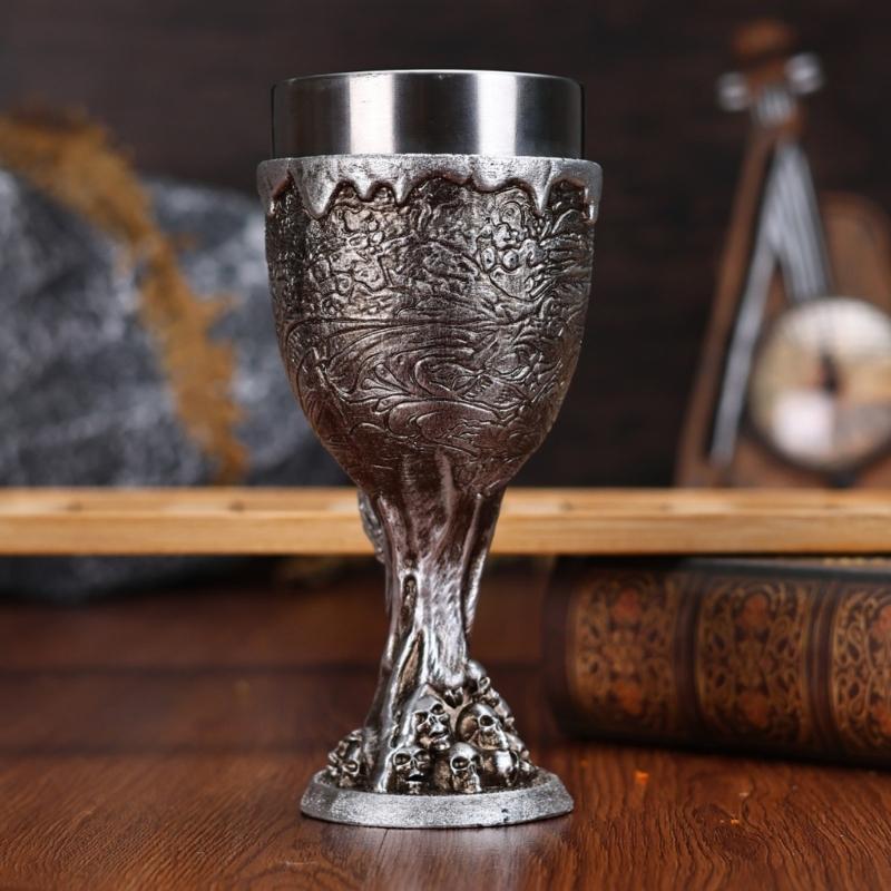 Gothic Engraved Nonrust Steel Goblet Halloween Barwares Rustproof Cup Decorative Drinking Cup For Cocktails