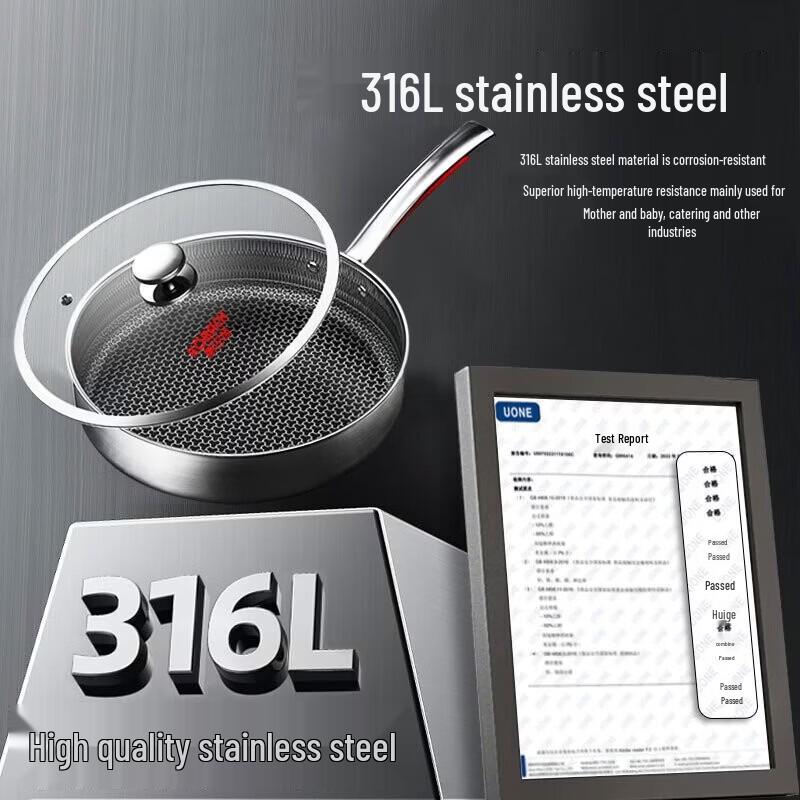 KOBACH 26cm 316L Stainless Steel Non-stick Frying Pan