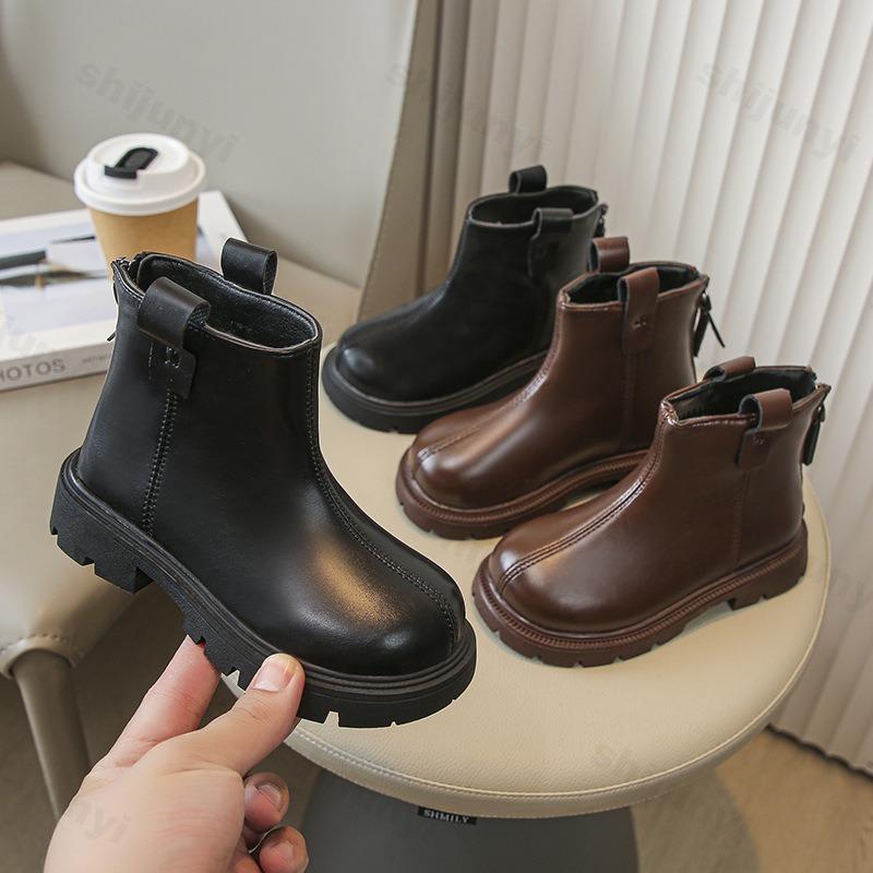 Children Boots Autumn Kids Short Boot Zipper Girls Boys Comfortable Non Slip Outdoor Ankle Boots Princess Shoes Size 26-36