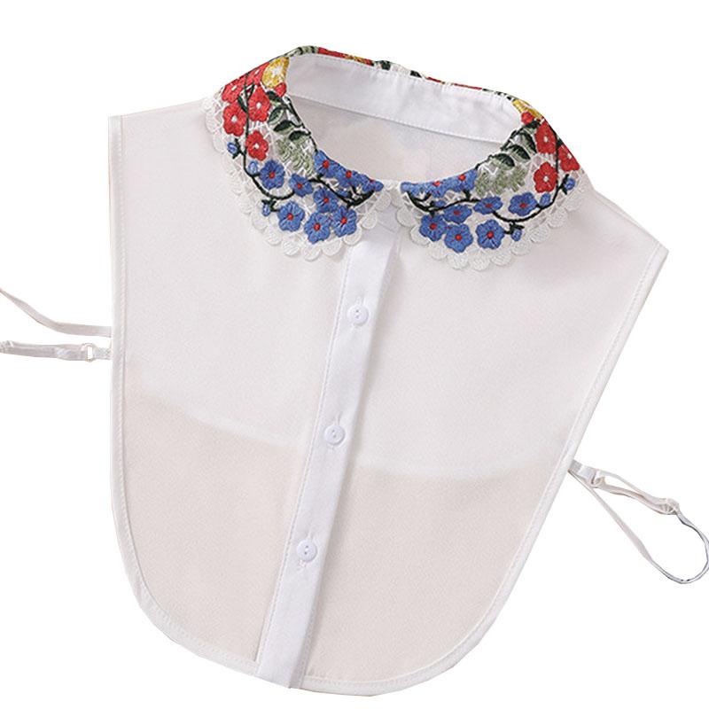 Perfect Match Vintage White False Collar With Embroidery Fake Collar Women Chiffon Detachable Collars Nep Kraagie Clothing Accessories