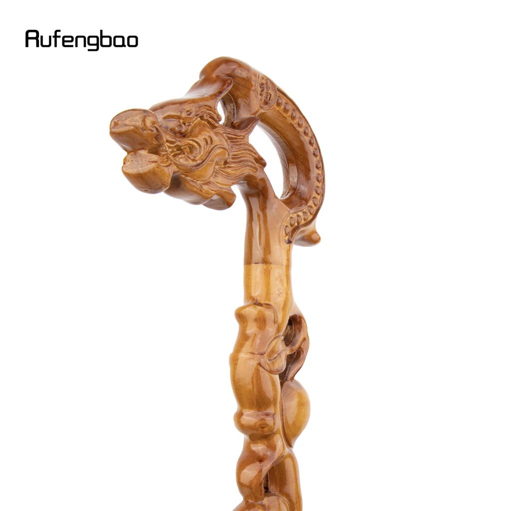 Yellow Dragon Wooden Single Joint Fashion Wood Stick Decorative Cospaly Cane Halloween Crutch Wand Crosier 94cm