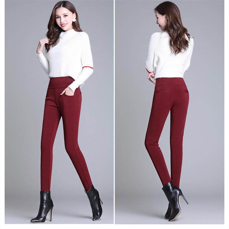 women Winter Warm skinny Pants Velvet Thick Trousers High Waist Elastic Long Stretch  Casual pencil Pants clothes 4XL 5XL 6XL