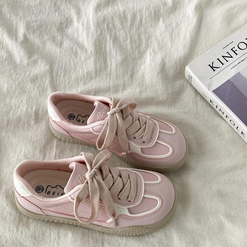 

Розовые кроссовки для тренировок в немецком стиле, женская весна и осень 2024 года, новые универсальные повседневные спортивные туфли белого цвета Forrest Gump 35 розовый