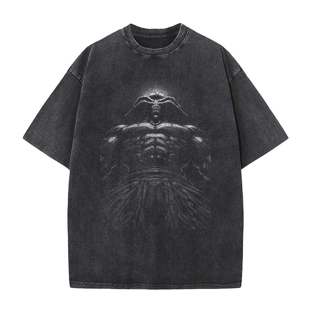 

Jujutsu Kaisen Makora T Shirt Anime Gothic Y2k Washed T-shirt Summer Short Sleeve High Quality Cotton Tees Tops Men Clothing S чёрный