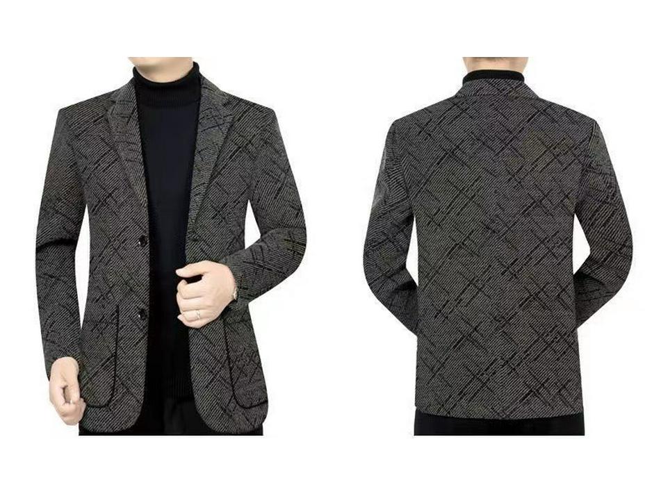 Men's Autumn/Winter Thick Wool Jacket - Casual, Middle-Aged Style