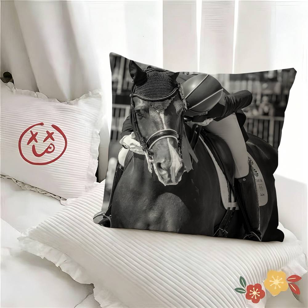 pc Classic Equestrian Pillow Case Fashion Square Pillowcase Bedroom Sofa Room Ins Decoration Leisure