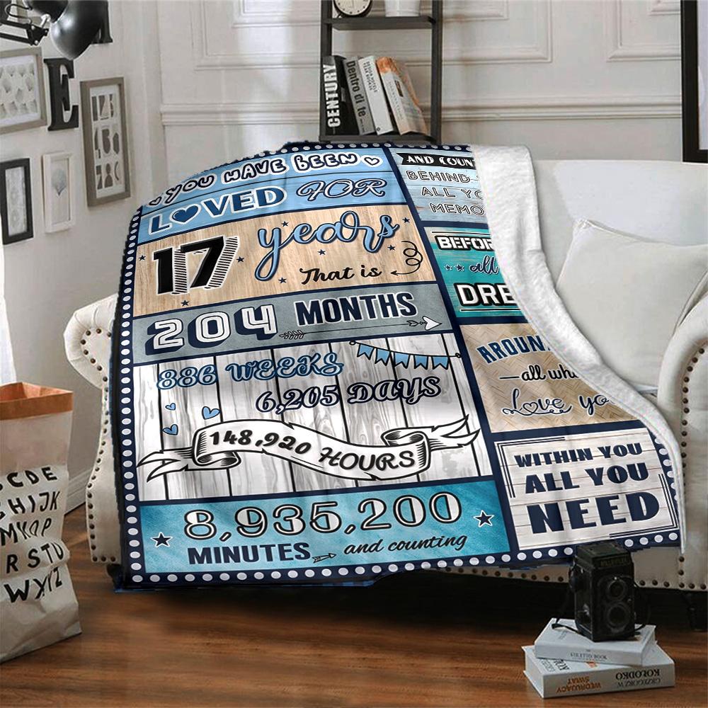 17Th Birthday Celebration Multi-purpose Blanket Comfortable Suitable for Sofa Couch Office Bed Picnics Ideal Gift for Friends Picnic Accessory Y10
