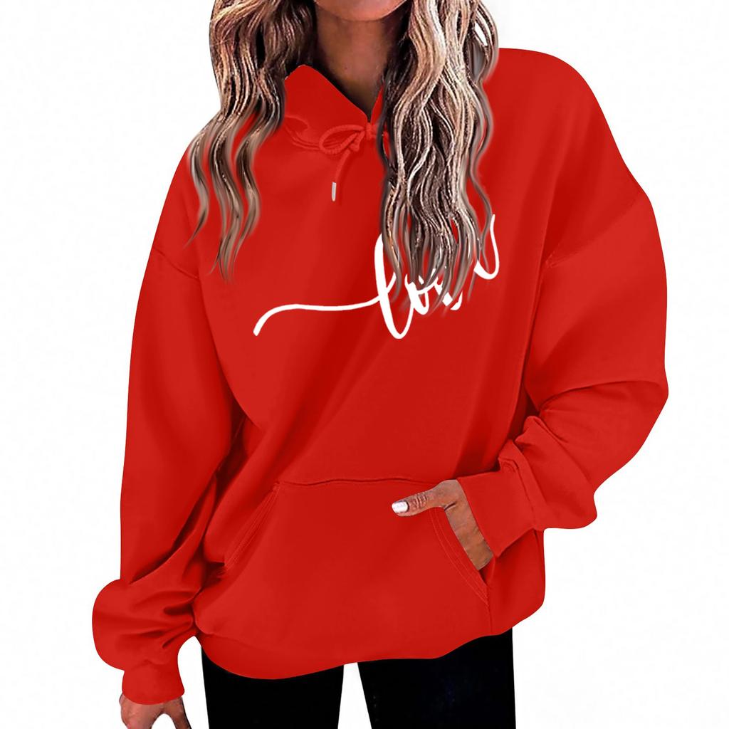Dámská volná pohodlná ležérní módní mikina s kapucí a dlouhým rukávem s potiskem postaviček
