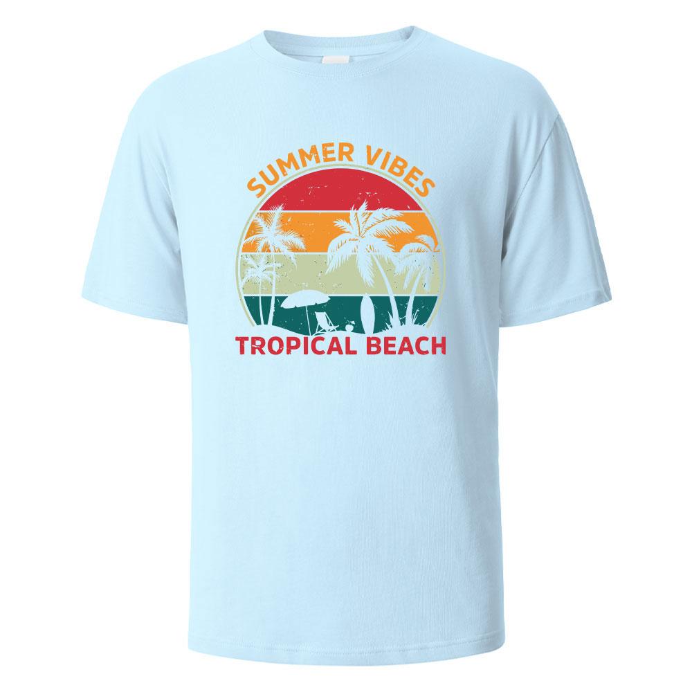 SummerVibes Printing Mens Tshirt Casual Breathable Tshirts 100Cotton Funny Tops Street Oversized TShirts For Men Women Oneck
