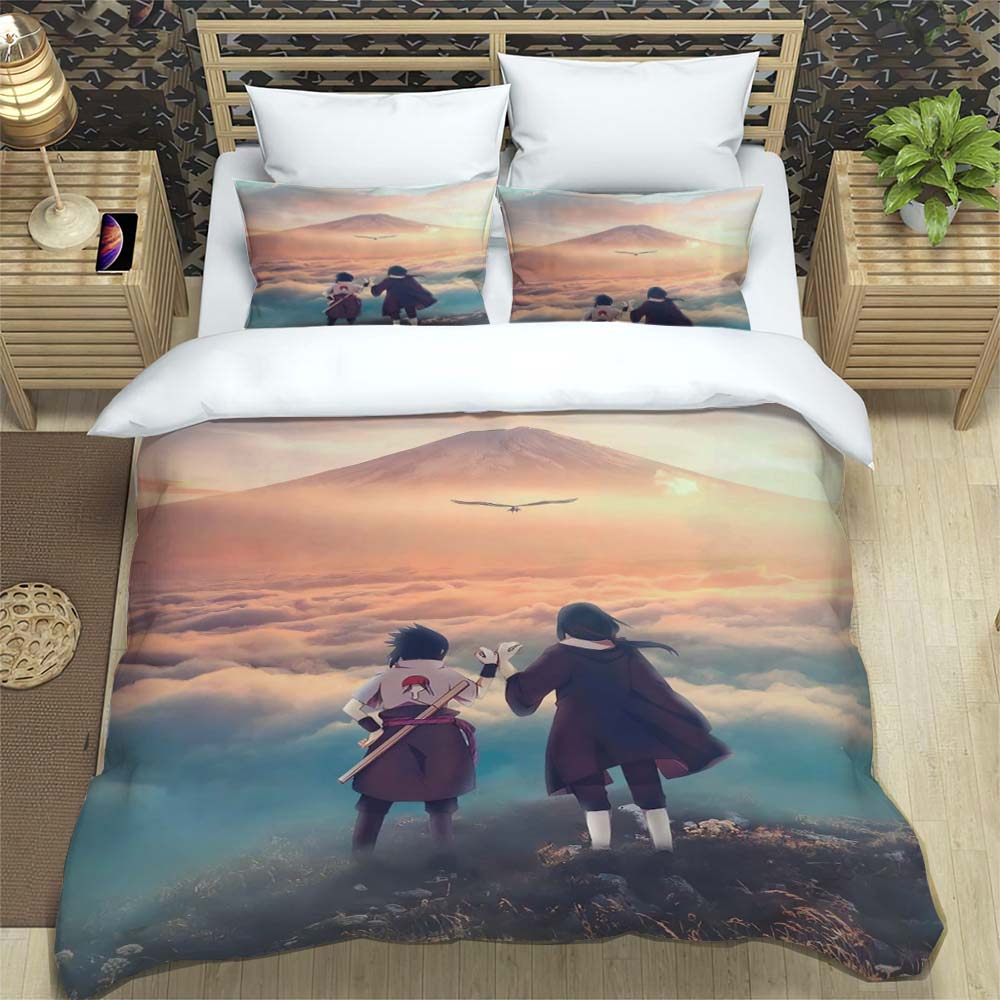 New 3D-Printed Cartoon Anime Uzumaki Naruto Bedding Set – Duvet Cover Set – A Luxurious Gift for Teens, Suitable for Double/Sing