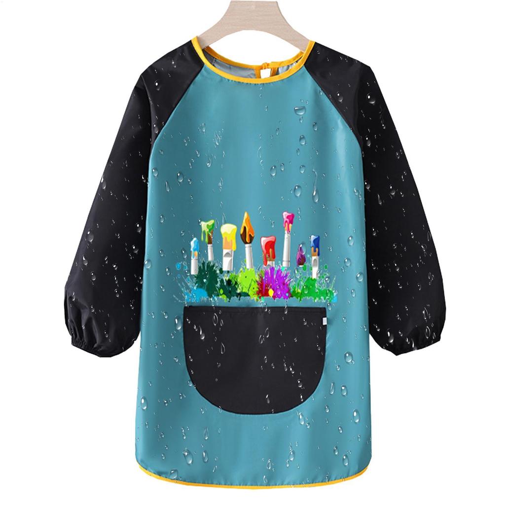 Children's Painting Aprons Waterproof Long Sleeved Cover Kindergarten Art Painting Reverse Dressing Baby Eating Bib Kids Apron