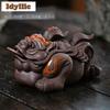 Yixing Zisha Wealth-attracting Golden Toad Tea Pet Antique Tea Spirit Tea Figurine Play Toys Tea Statue Ornaments Supplies Gift