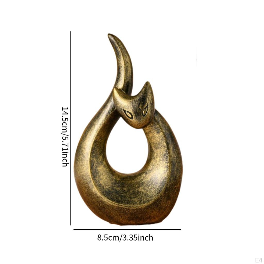 Abstract Cat Figurine Animal Statue Artificial Home Decoration Resin Ornament Kitten Sculpture for