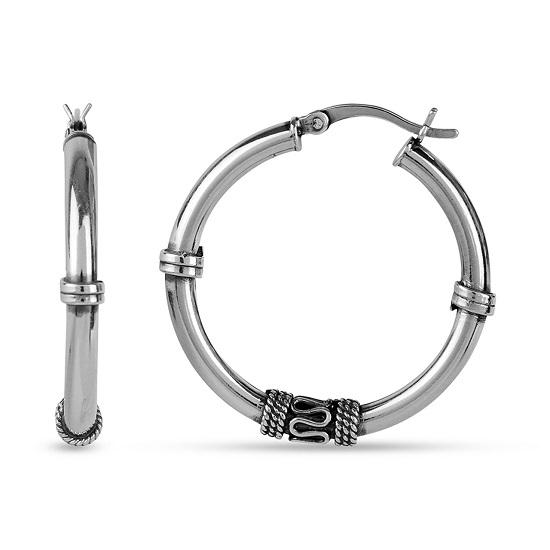 LeCalla 925 Sterling Silver Jewelry Bali Hoop Click Top Earrings for Women