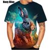 Cute Animal Rabbit Pattern T Shirt For Men Flower 3D Printed Tees Summer Casual Round Neck