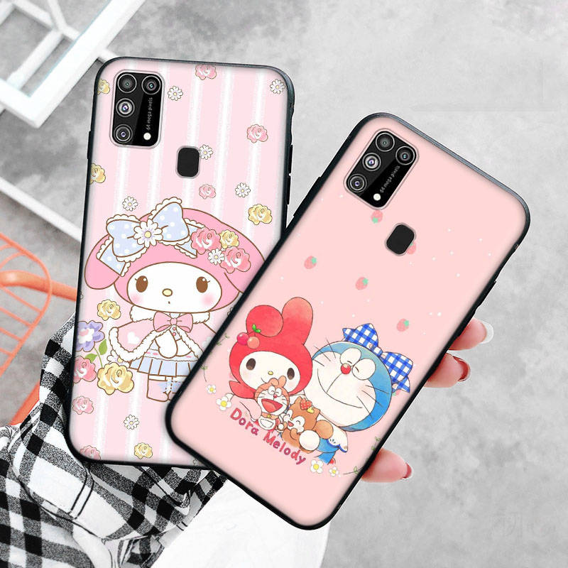 H-10 My Melody Black Sofe Case for iPhone 16 15 Plus 14 13 Mini 12 11 Pro 8 6 6S SE 5 XR XS Max Realme C30 C33 C32 9I VIVO V29 V27 V23 Y36