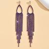 2pcs of women's Zircon rhinestone tassel earrings  luxurious fashion accessories for wedding parties