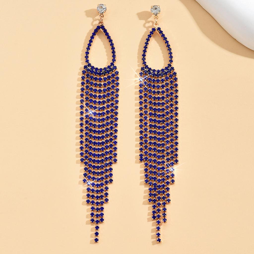 2pcs of women's Zircon rhinestone tassel earrings  luxurious fashion accessories for wedding parties