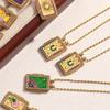 Brass Retro Necklace Multicolor Waterproof Ethnic Pendant Necklace Hypoallergenic Real Gold Plated 18K Gold Plated Necklace Gift