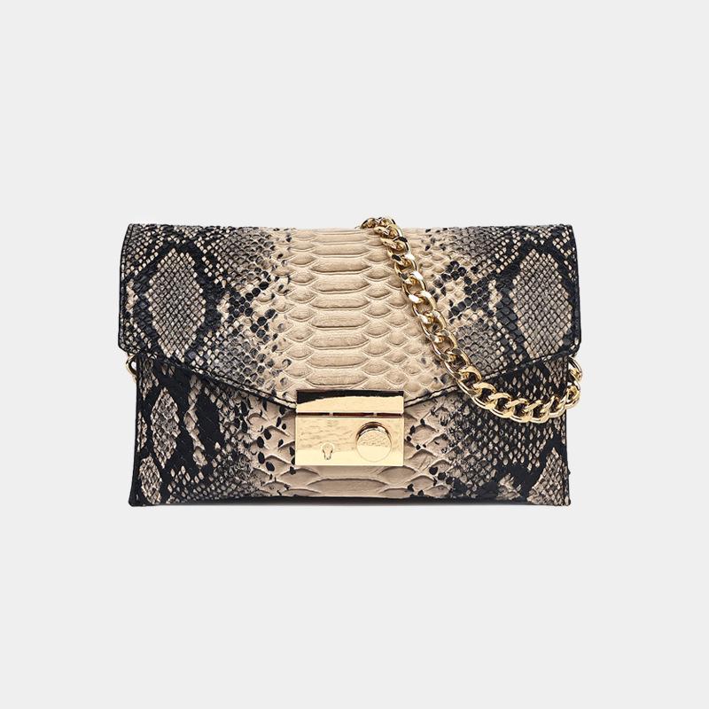 2024 Retro kabelka přes rameno se vzorem hadí kůže - Dámská crossbody klopová kabelka