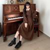 2025 Plus Size French Style Knee-Length Long-Sleeve Dress - Flattering Waist-Cinched Two-Piece Autumn/Winter Women's Apparel.