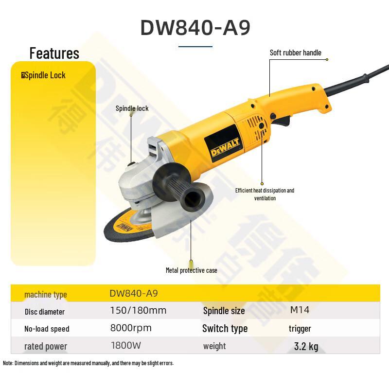 DEWALT Professional Corded Angle Grinder CN plug (adapter included)