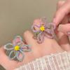 Colorful Beaded Flower Rings For Women Girls Korean  Sweet Large Flower Finger Rings Jewelry Aesthetic Y2K Accessories