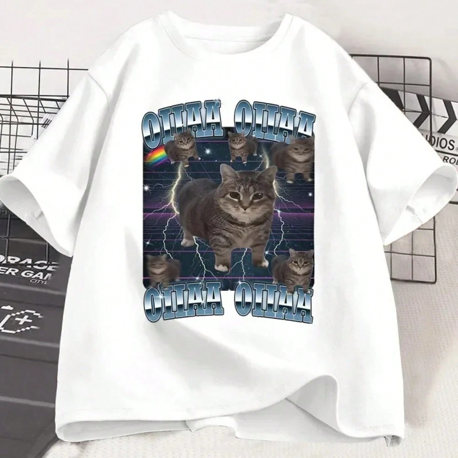 Funny Viral Oia Cat Meme Graphic T Shirts For Silly Cats T-Shirt Oiiaa Oiiaa Cat Unhinged T Shirt Harajuku Clothes S разноцветный