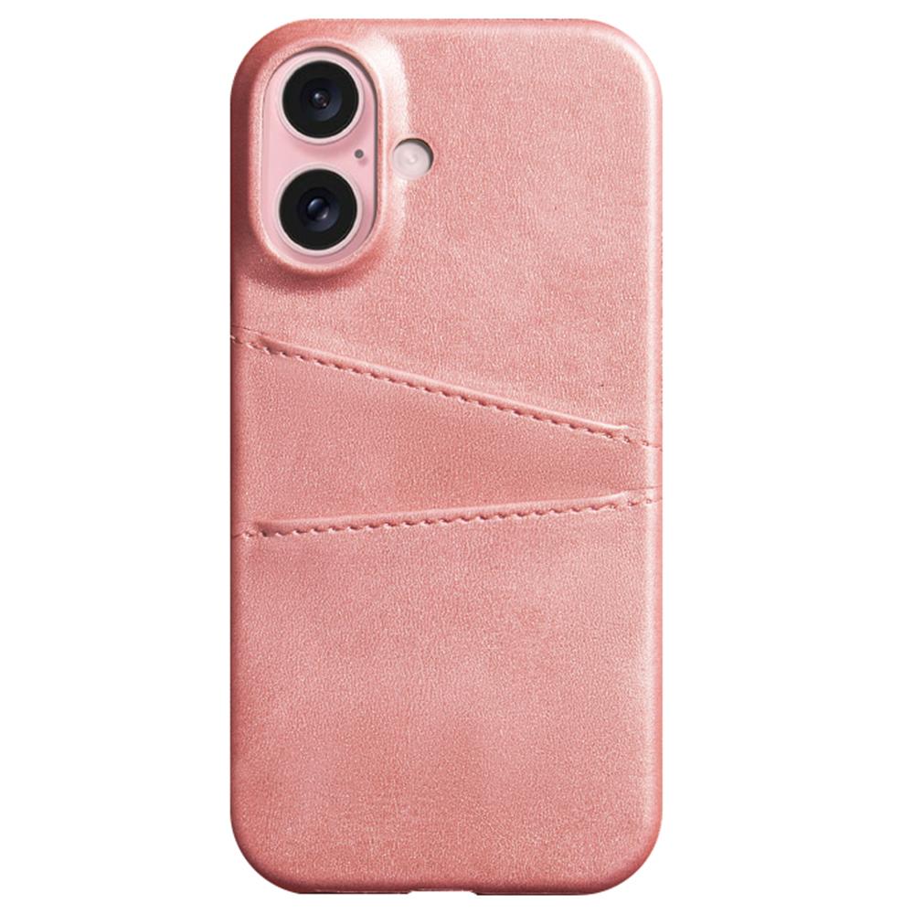For iPhone 16 Case Dual Card Slots PU Leather + Hard PC Phone Cover