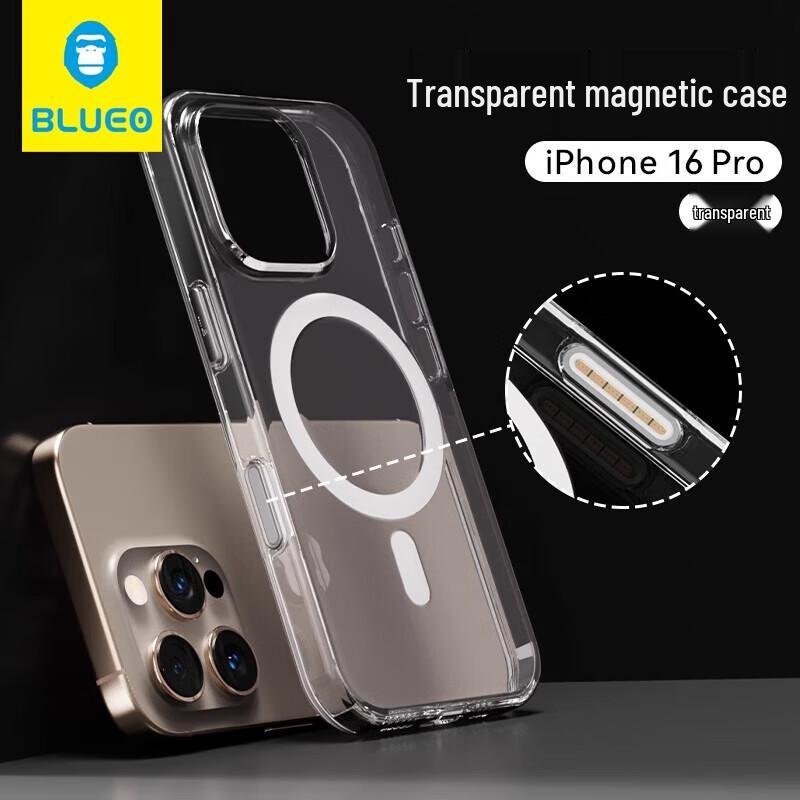 

Blue Ape Magnetic Wireless Charging Clear Case for iPhone 16 Pro Max