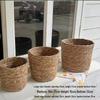 Handmade Straw Woven Flower Basket & Desktop Rattan Storage Ornament for Green Plants