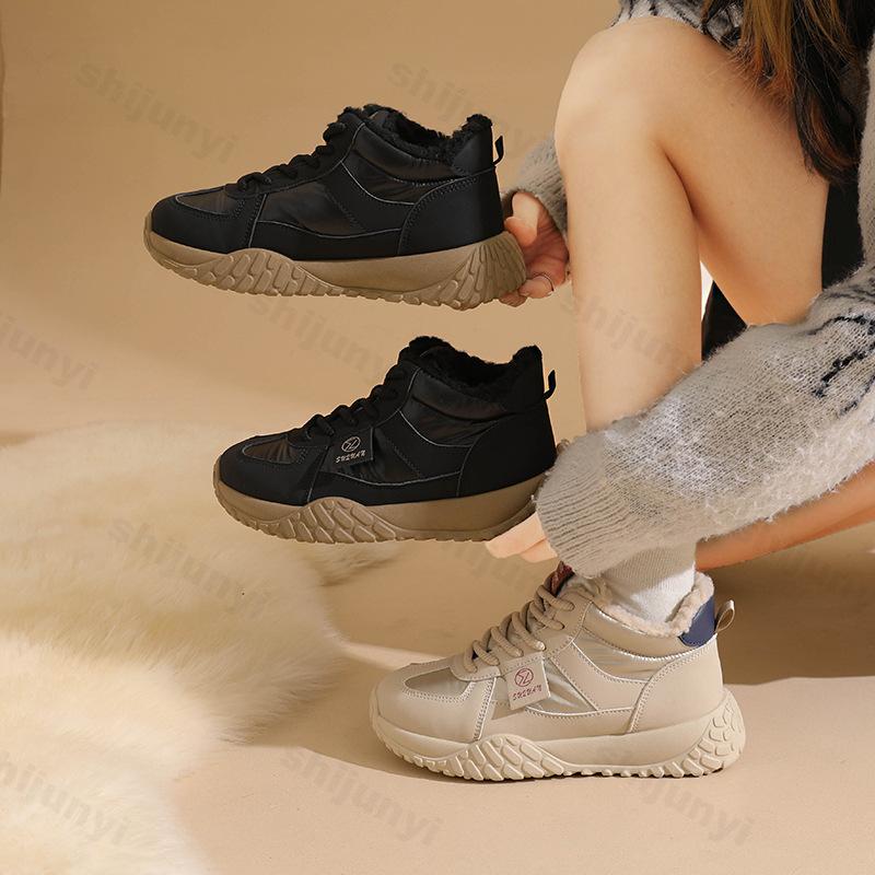 Women Boots Winter Plush Warm Thick Soled 2026 New Snow Boots Cold-proof Women Cotton Shoes Platform High-top Sneakers Botas