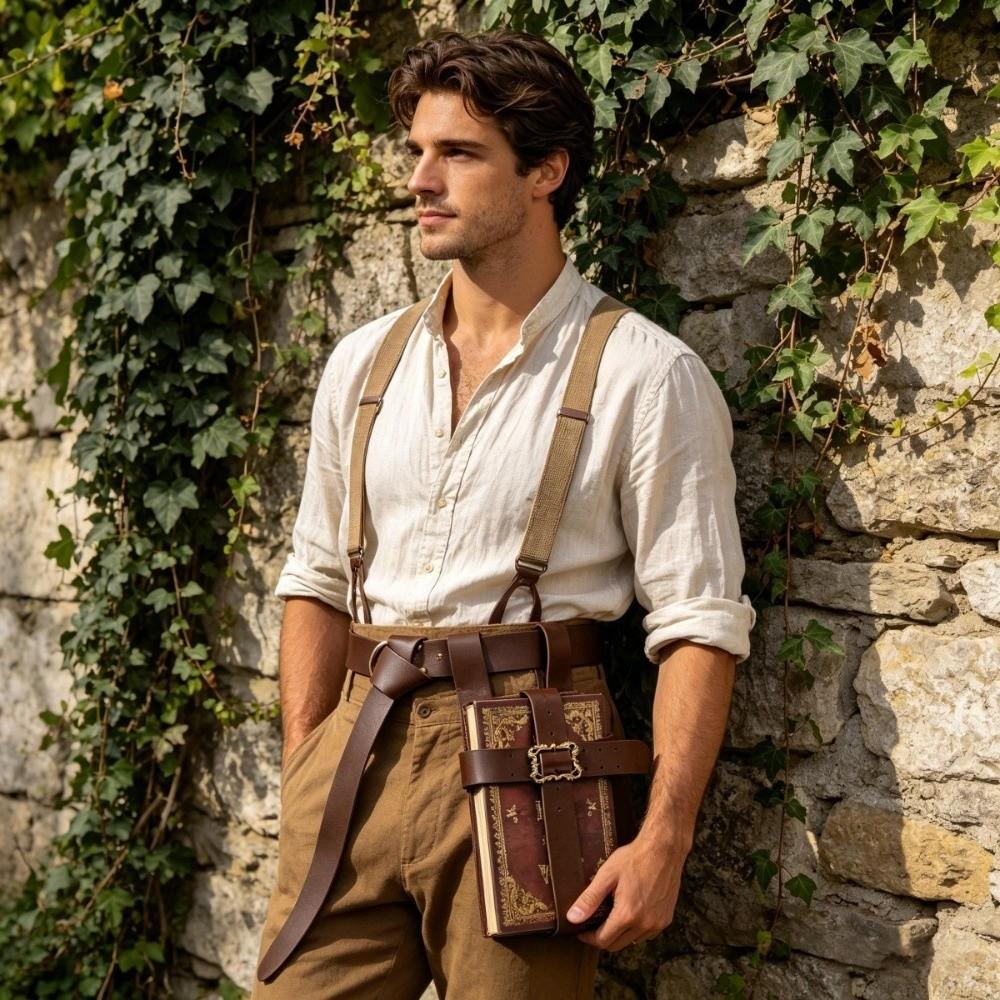 Not with Book Medieval Waist Belt PU Leather Book Pouch Set Stage Performance