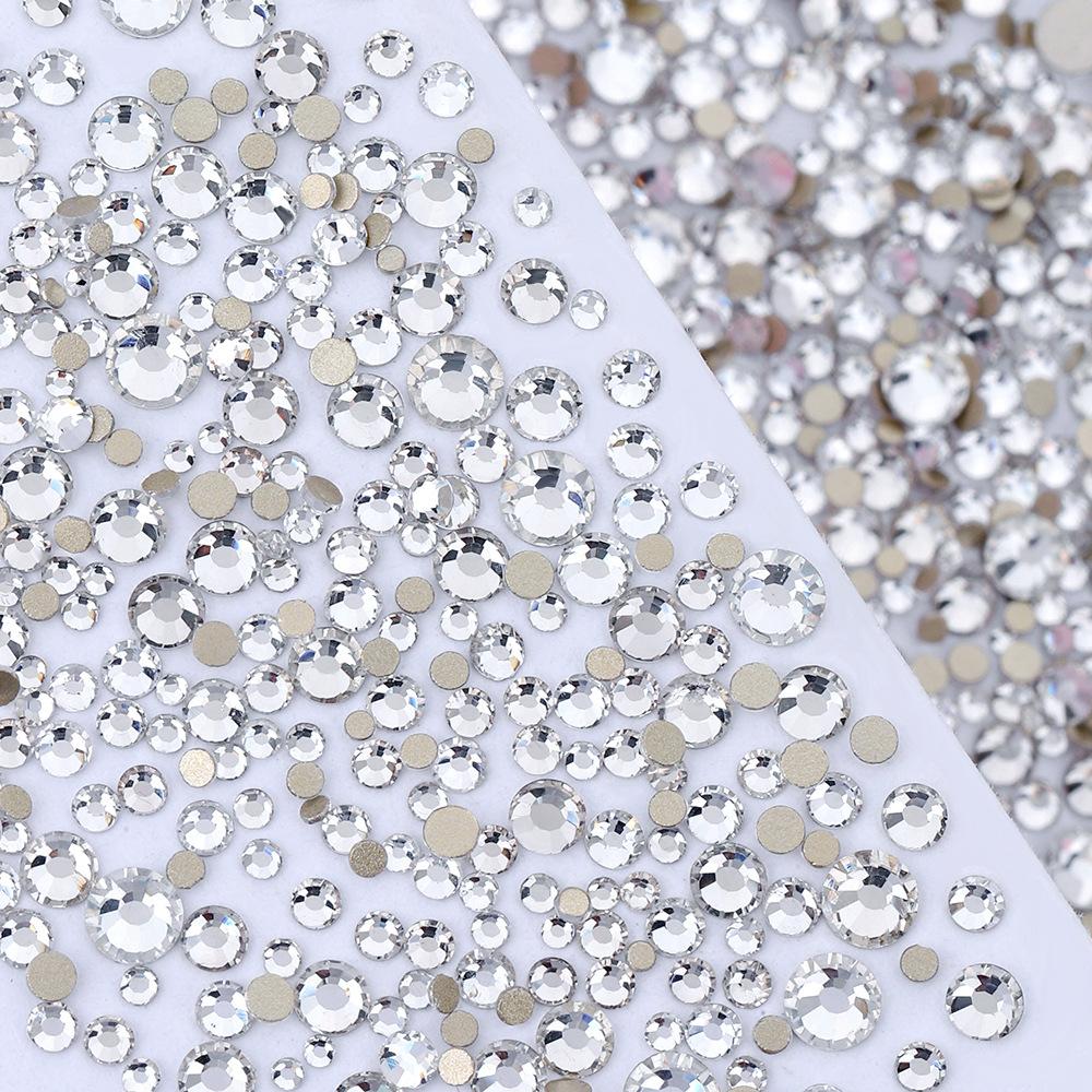 

Стразы для дизайна ногтей Pujiang, золотое дно, смешанный размер, плоское дно, бриллиант, около 1440 стеклянных наклеек, цветные маленькие круглые бриллианты