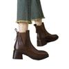 Women's Chelsea Ankle Boots - Autumn/Winter Genuine Leather, Retro British Style, Chunky Heel Martin Chimney Boots