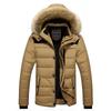 2024 Winter Men's Hooded Cotton Jacket with Detachable Fur Collar - Casual Plus Size Padded Coat