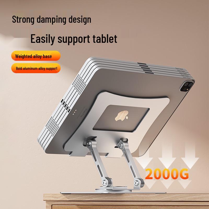 360° Rotating Metal iPad Stand for Desktop - Adjustable Height for Painting, Gaming, and Learning