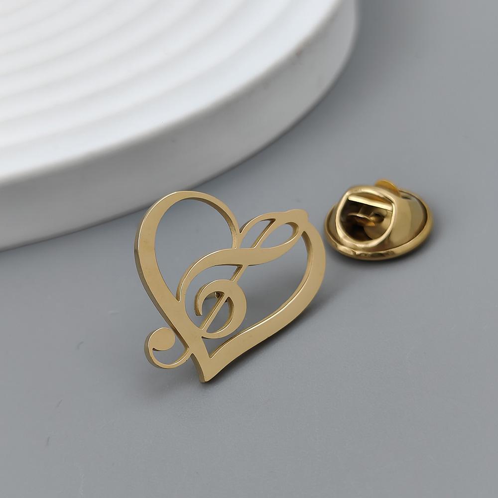 Insignă placată cu aur simbol Iubesc muzica, broșă de guler pentru bărbați neagră, argintie, set accesorii costum, cadou de marcă pentru bărbați