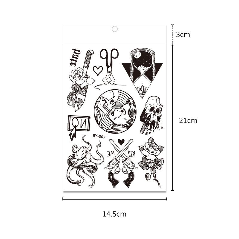 18pcs Dark Fluorescent Color Changing Tattoo Sticker Luminous Flower Arm Adult Tattoo Sticker Trend Bar Animal Tattoo Stickers