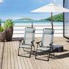 Folding Garden Chairs Set of 2, Portable Outdoor Patio Recliner Camping Chair with Adjustable Backrest, Grey