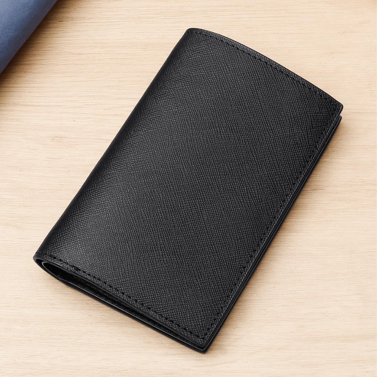 

Genuine Leather Wallet Men Bifold Vertical Slim Short Purse Wear-Resistant Business Multi-card Holder чорний
