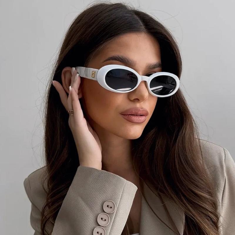 2Pcs Fashion Women Oval Sunglasses Luxury Thick Frame  Shades UV400 Men Punk Multi Color  Sun Glasses Outdoor Cycling Goggles