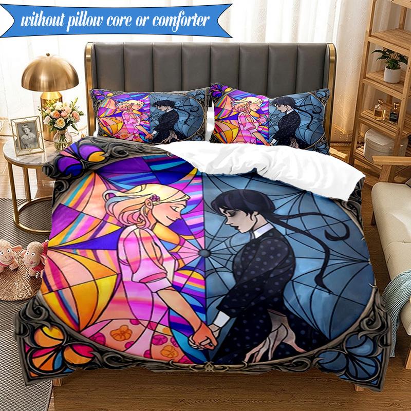 Stained Glass Gothic Romance 3pcs K-pop Music Group Bedding set,Ideal for Bedroom, Dormitory,Including Duvet Cover And 2pcs Pillowcases,Fan Gifts
