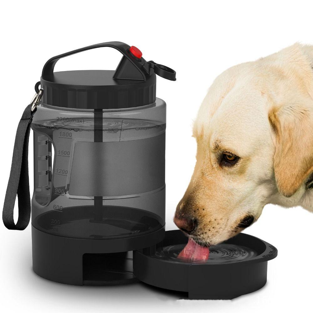 77oz/2.2L Dog Water Bottle 2-in-1 Cats Water Feeder Bowls Multi-use Pet Water Cup  Kitten
